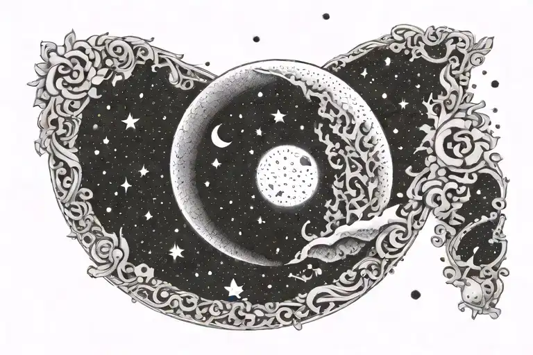 Moon And Snowflacke And World