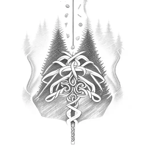A Medical Caduceus Intertwined With A Pine Tree Forest