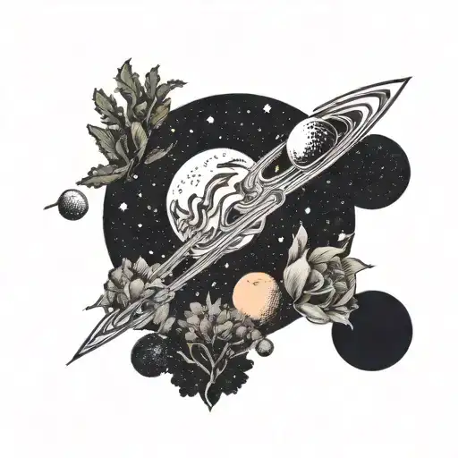 Space Galaxy Nature Minimalist Tattoo Design