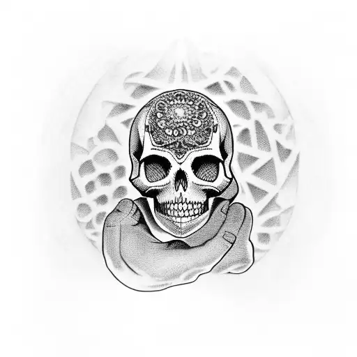 Guitar With Skull On The Hand