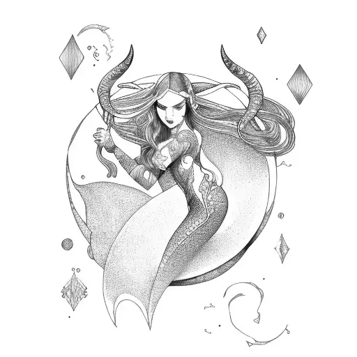 Capricorn With Mermaid Tail That Is Also The Sign Of Infinite