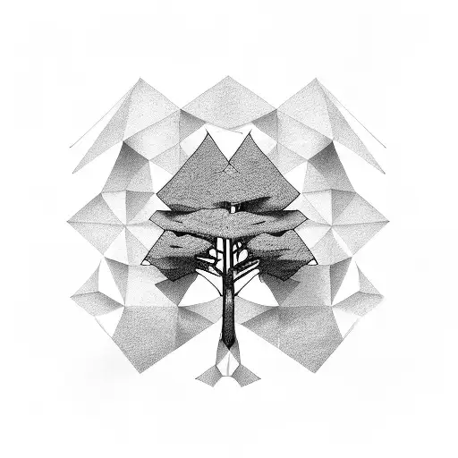 2 Dimensional Tree In Polygon Style Fading Into Single Strokes