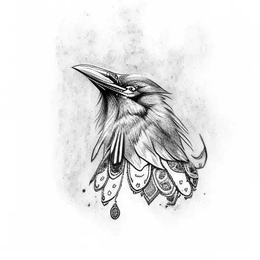 Viking Style Raven With A Letter W Incorporated