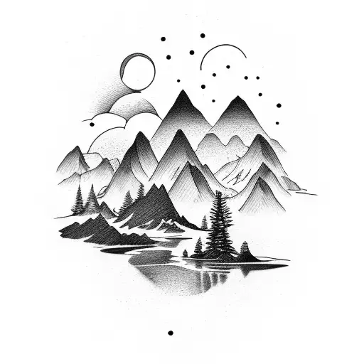 Mountains And River Through Forest