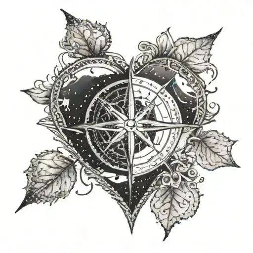 Heart Shaped Compass Earth Element Symbol