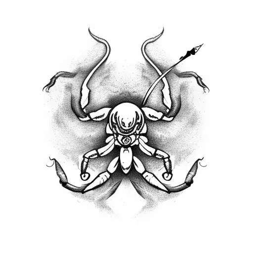 Scorpion With Gothic Cross On Tail With Blood