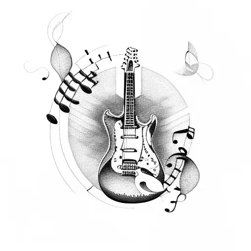 Music Note And Guitar