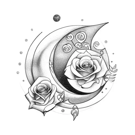 Crescent Moon With Roses