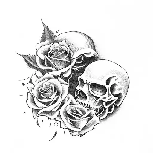 Grim Reaper With Time Clock And Dead Roses
