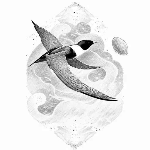 A Swallow On The Background Of Galactic Clouds