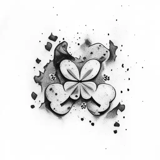 Irish Style Clover Dark Green And Black With A Knife Style Stem Dripping Blood