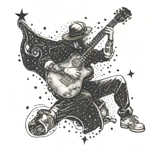 A Disciplined Figure Gazing At The Stars With A Guitar In Hand