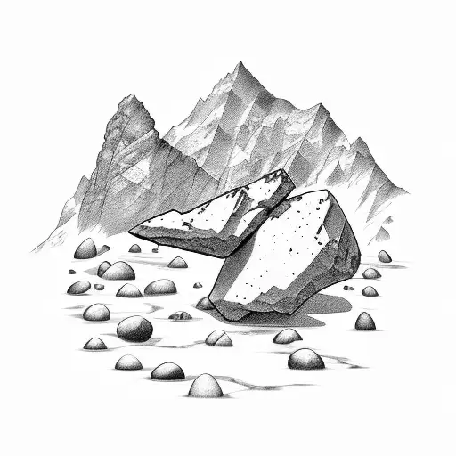 Greek God Pushing Boulder Up Mountain With Mountains In Background