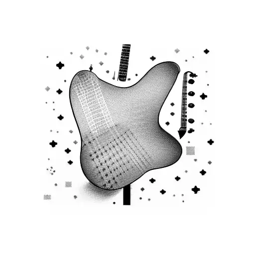 Acoustic Guitar With Checkered Flag Wrapping Around Like A Banner