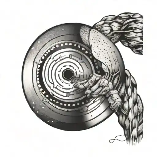 Abstract Representation Of A Weight Plate Morphing Into A Muscle Fiber