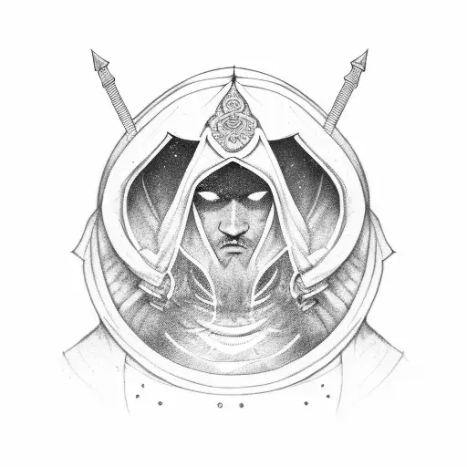 Monk In A Hoodie With Sword