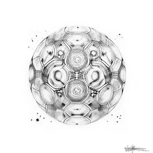 A Minimalist Tattoo Of Van Gogh's Starry Night With A Soccer Ball Incorporated Into The Sky