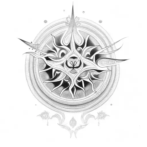 Ornamental Tattoo With Sun