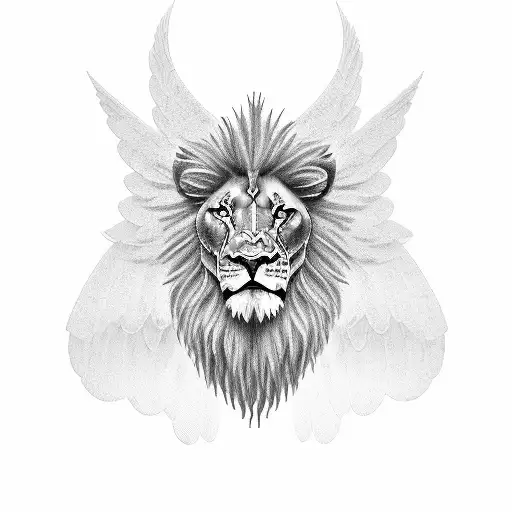 Angel Wings With Lion In The Middle For Chest