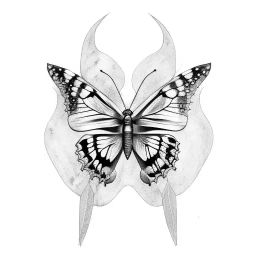 Butterfly With Dagger As Body