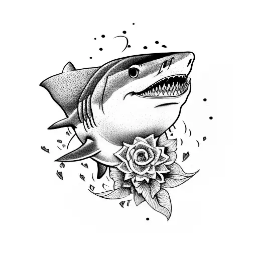 Shark With Shapes And Flowers