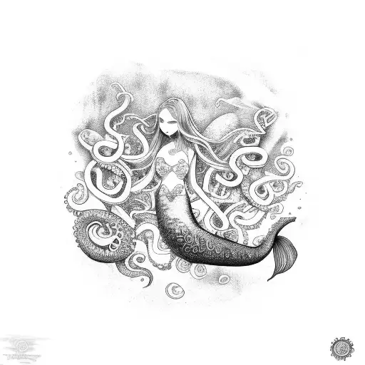 Mermaid With Octopus And Jellyfish