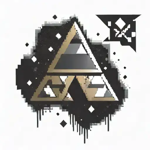 A Pixel Art Design Of The Triforce Symbol From The Legend Of Zelda With A Digital Twist