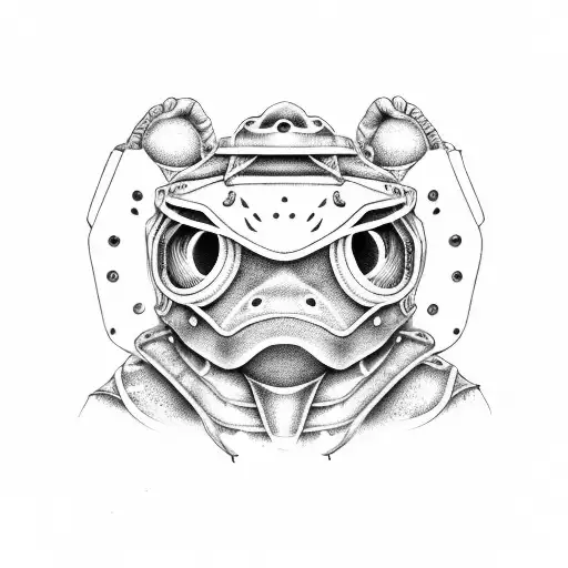 Frog Wearing Feild Hockey Goalie Helmet