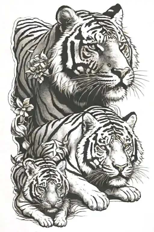 Tiger Et Ses 2 Babies I Have Tattoo