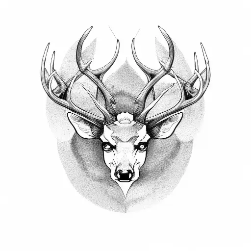 Deer Antlers Intertwined With Golf Clubs