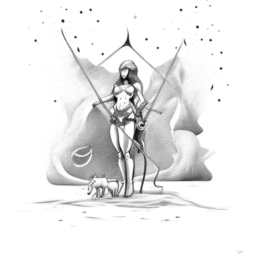 Female Centaur Holding Bow And Arrow