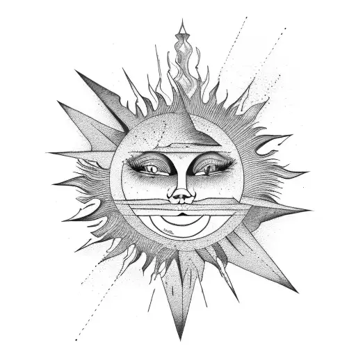 Mountains With Moon And Sun