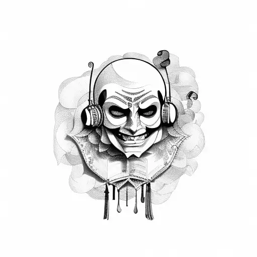 Theatrical Mask And Music Notes