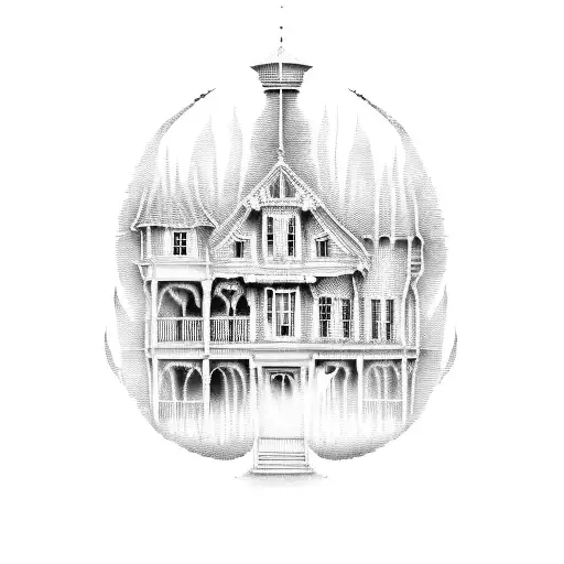 A Haunted House With A Picket Fence To Float Around And Ghost My Friends