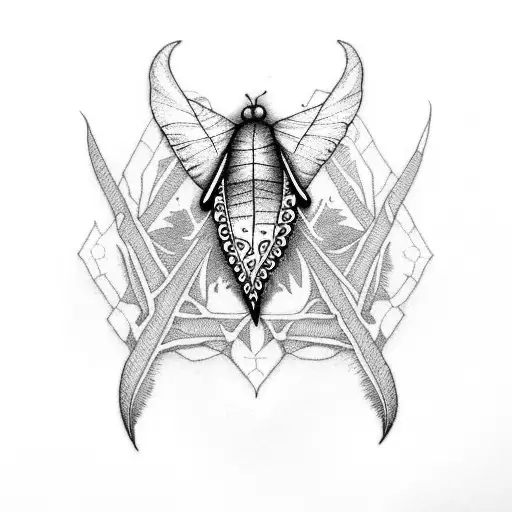 Fern With A Knife And Moth