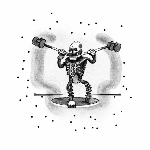A Weightlifting Skeleton Rocking Out On A Guitar Made Of Smoke
