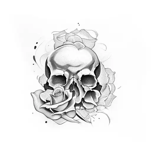 Half Skull With A Rose