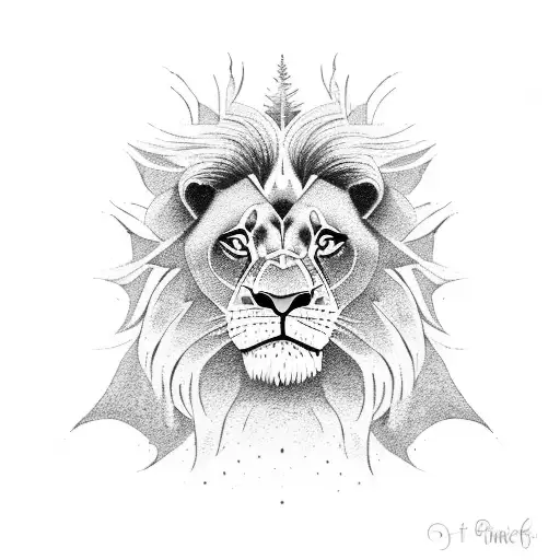 Tree Of Lion King Painted In Rainbow Colors