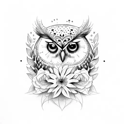 Flowers Owl Watercolor