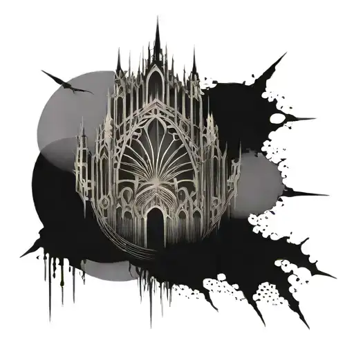 An Abstract Tattoo Inspired By Gothic Architecture And Grunge Music