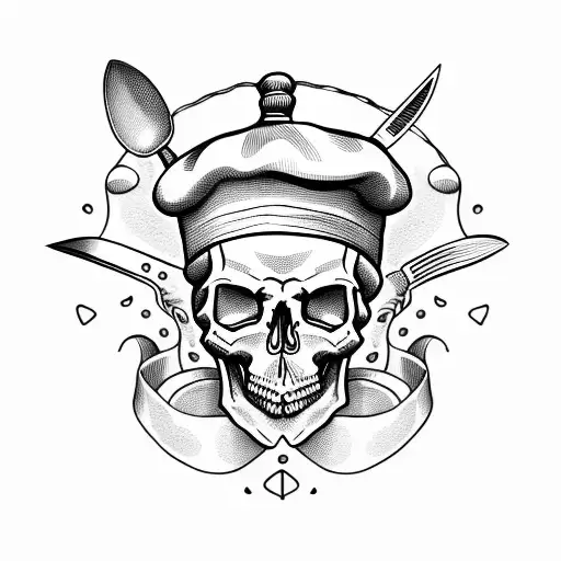 Skull With Chef Hat And Knives