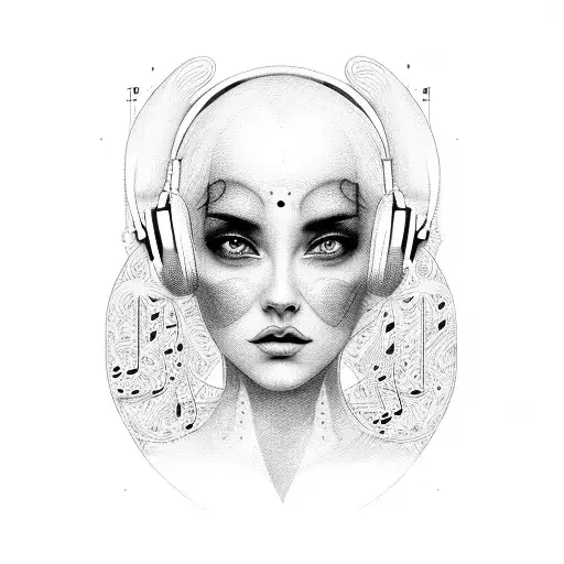 Woman Face With Music Notes