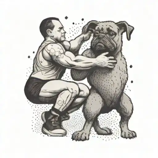 A Strongman Lifting A Massive Weight With Your Dog Cheering In The Background