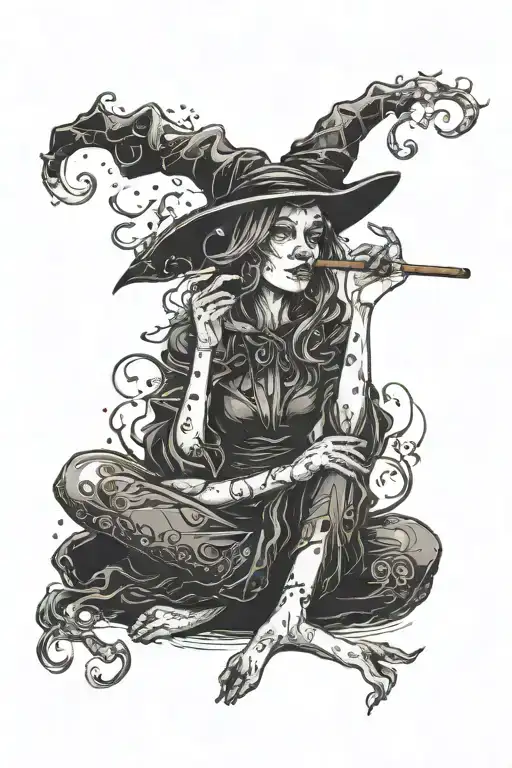 Witch Smoking Cigarette
