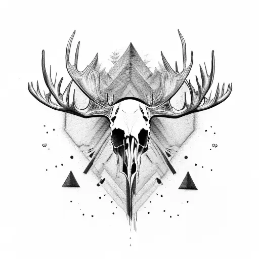 Moose Skull Split Into Two Halves