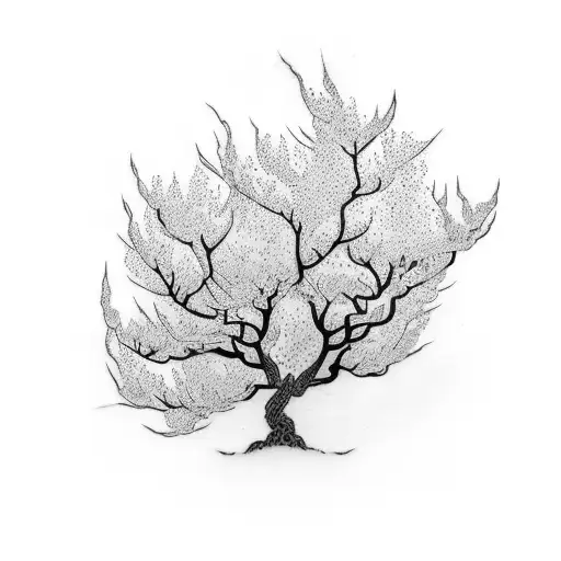 A Couples Tattoo Of A Withered Cherry Blossom Tree