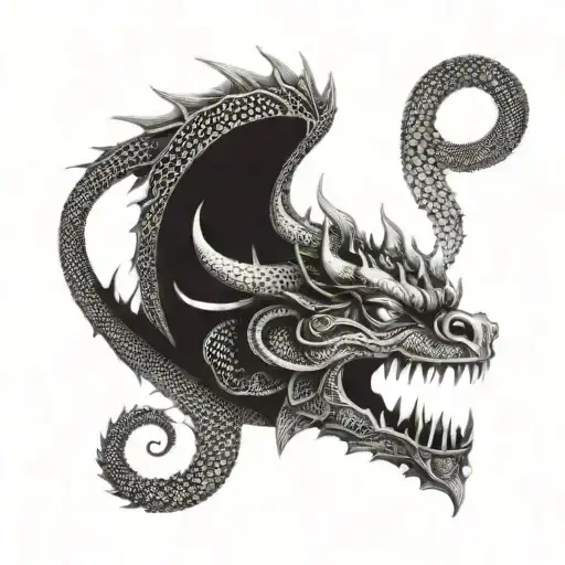 A Mask With A Dragon Passing By It