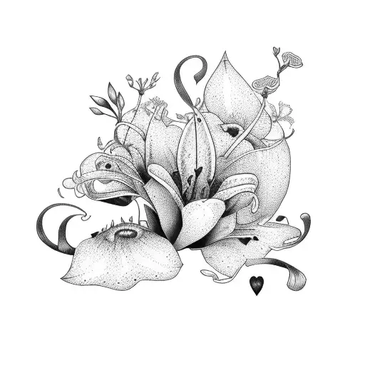 Maroon Lily And Hearts