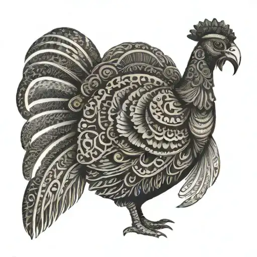 A Turkey With Intricate Patterns Inspired By Tribal Arrow Designs