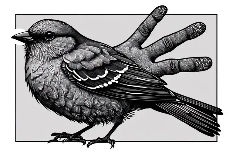 Handprint Abstract Bird Perched